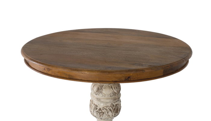 GINER Y COLOMER Mesa de comedor redonda de madera de mango, 1 metro
